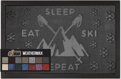 GORILLA GRIP 100% Waterproof All-Season WeatherMax Doormat 35x23, US Designed Natural Rubber, Stain