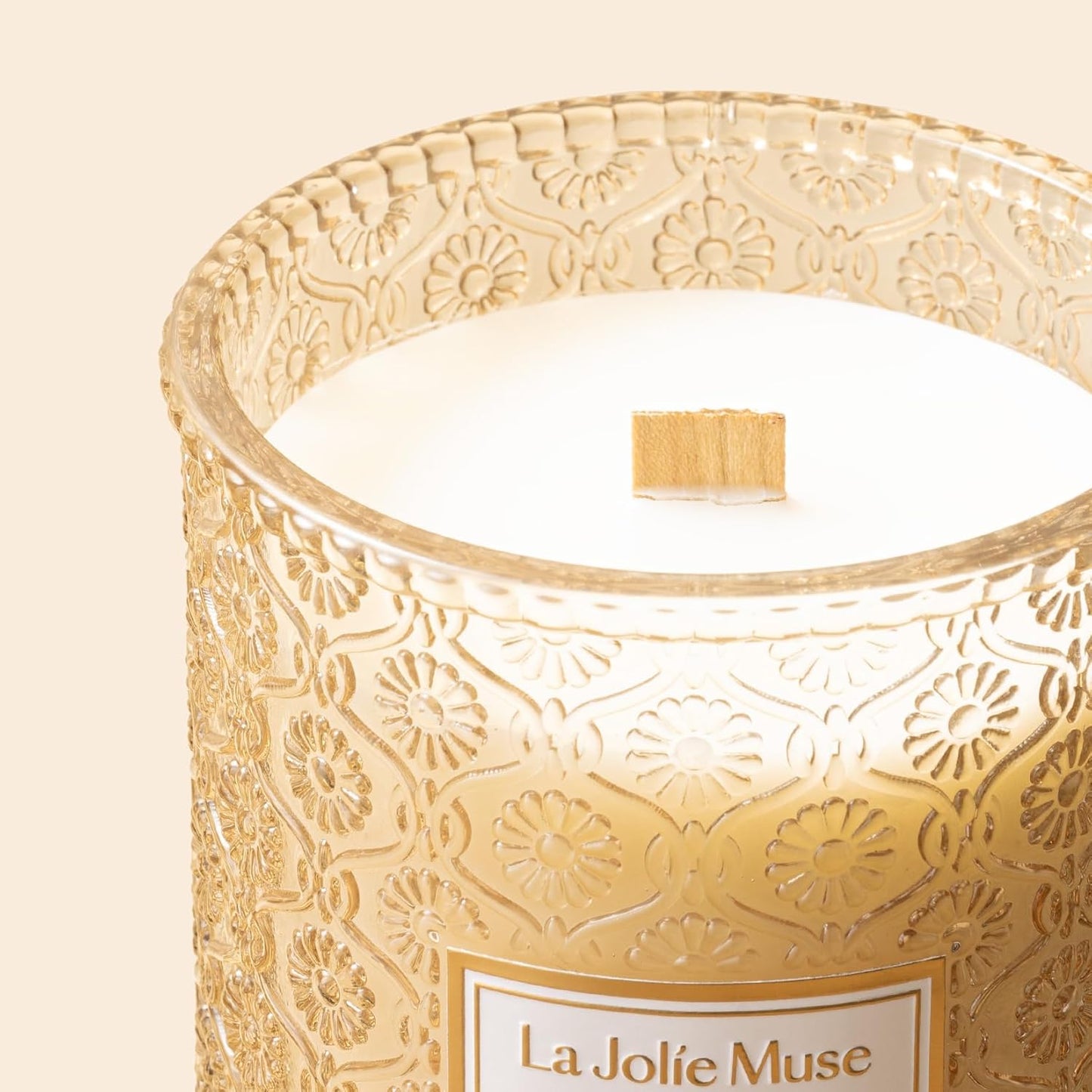 LA JOLIE MUSE Fall Candle | Ginger & White Musk Candle – Ginger, Lemongrass & Musk | 19 oz Wooden