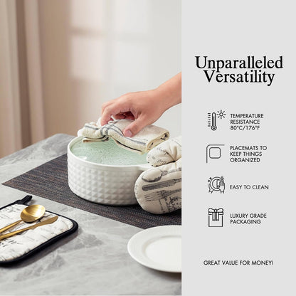 Placemats Set of 8 - Easy Clean Woven Vinyl Placemats for Dining Table, Indoor/Outdoor Place Mats