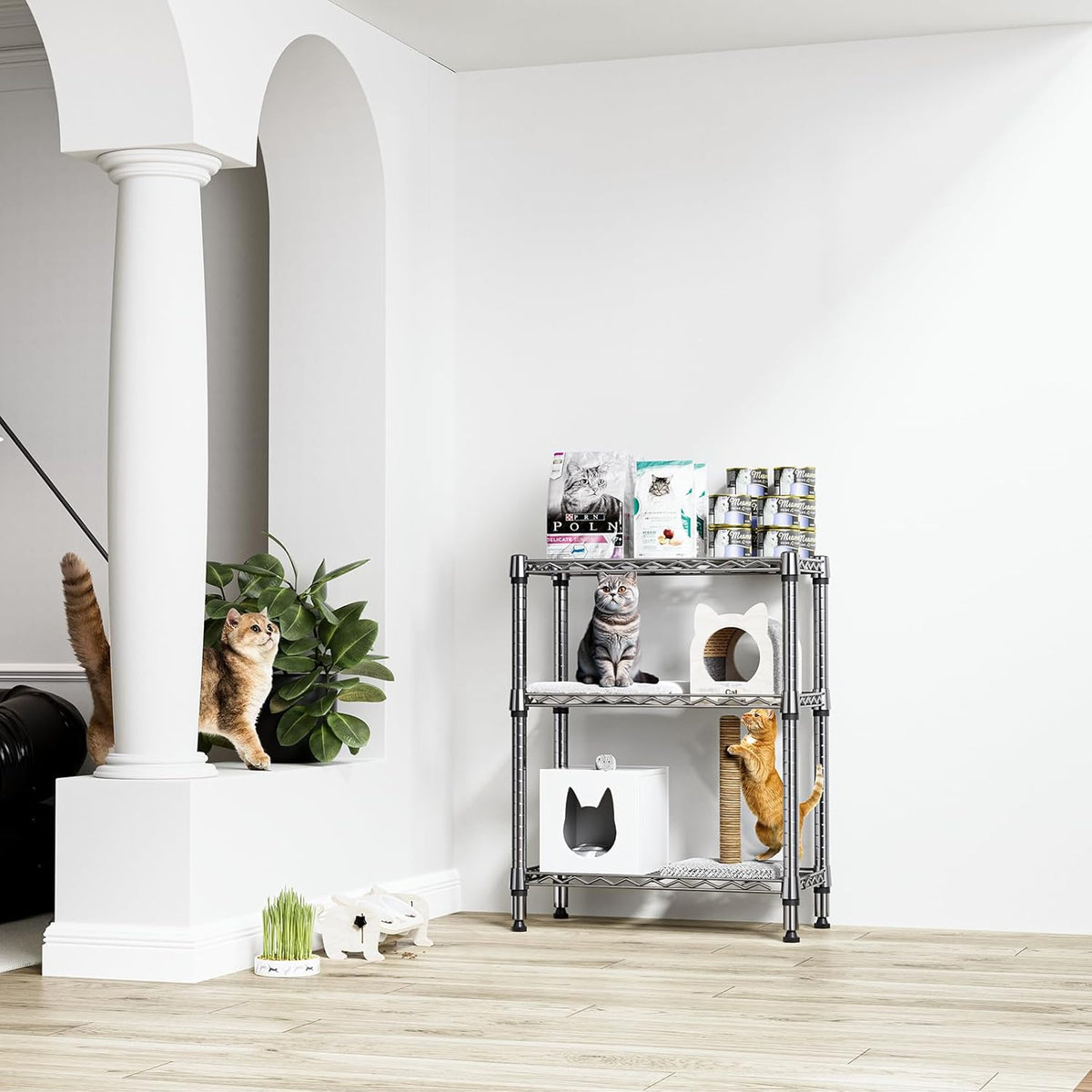 750 lbs 3 Tier Shelf Metal Storage Shelves Wire Rack Closet Organizers for Garage Kitchen Bathroom