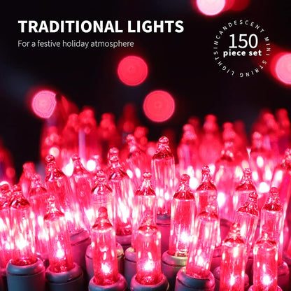 150LIGHTS PINK Extra-Bright With End Connectors Christmas Decorative Lights 9.72m UL Certified Mini