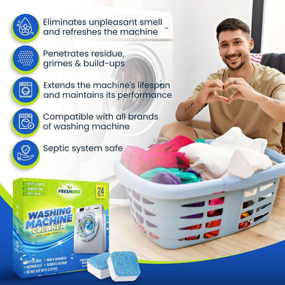 Washing Machine Cleaner Tablets – 25-Pack Deep Cleaning for Front Loader, Top Load & HE Washers