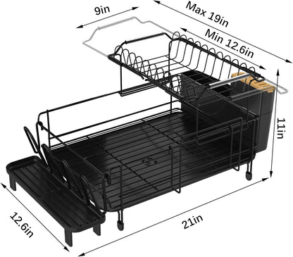 Runnatal Large Dish Drying Rack with Drainboard Set, Stainless Steel Detachable 2-in-1