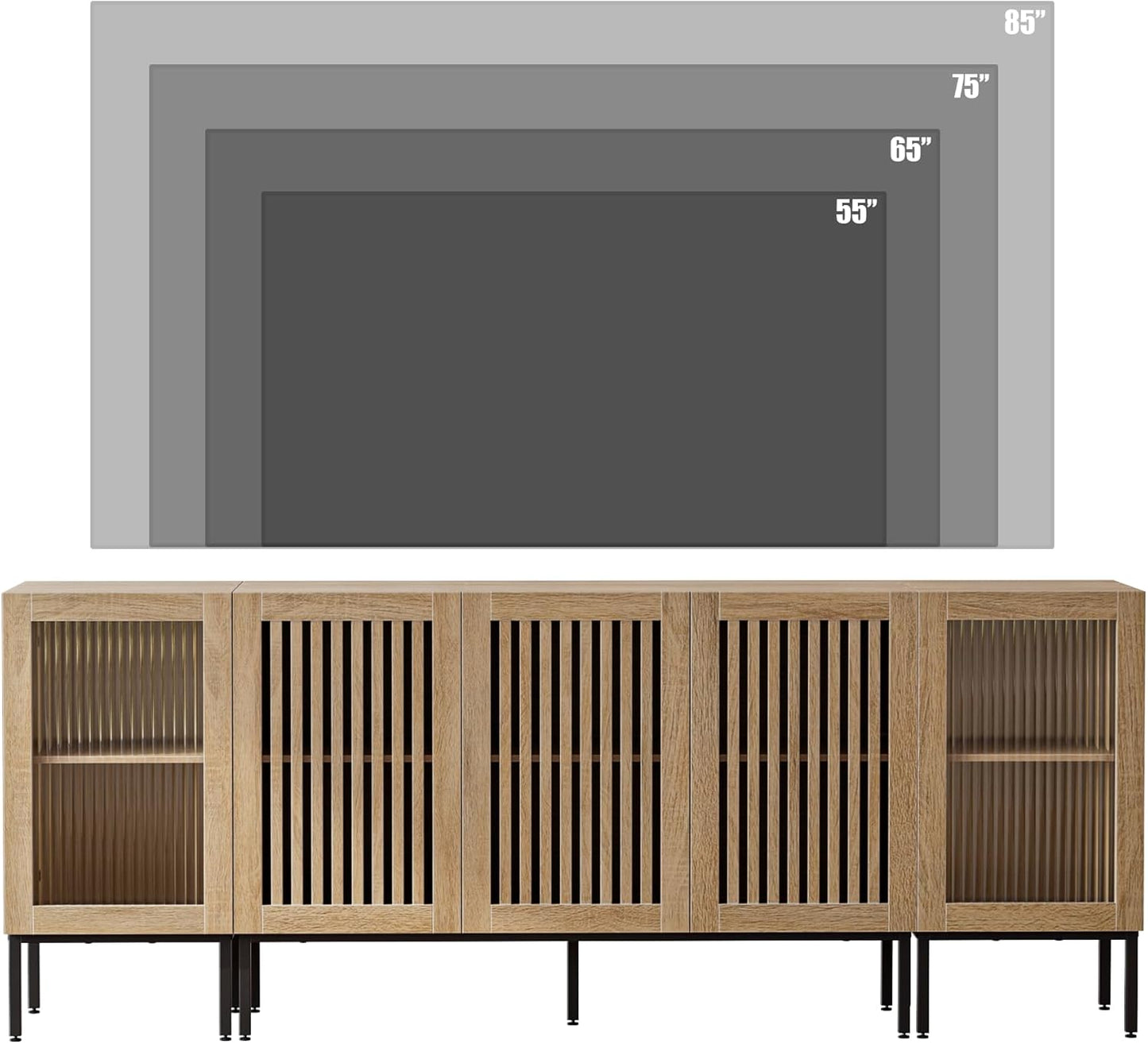 Farmhouse TV Stand for TVs up to 85 Inch, Entertainment Center TV Console with Storage Cabinets and