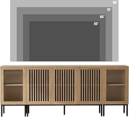 Farmhouse TV Stand for TVs up to 85 Inch, Entertainment Center TV Console with Storage Cabinets and