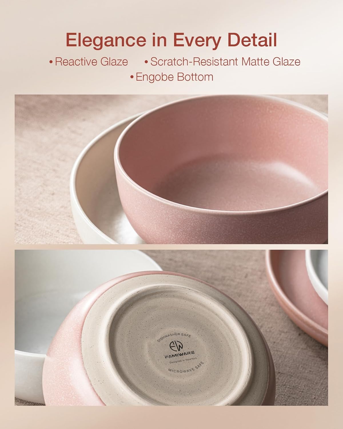Famiware Milkyway Plates and Bowls Sets, 12 Pieces Dinnerware Sets, Reactive Glaze Dish Set