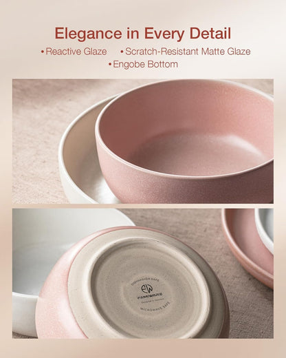 Famiware Milkyway Plates and Bowls Sets, 12 Pieces Dinnerware Sets, Reactive Glaze Dish Set