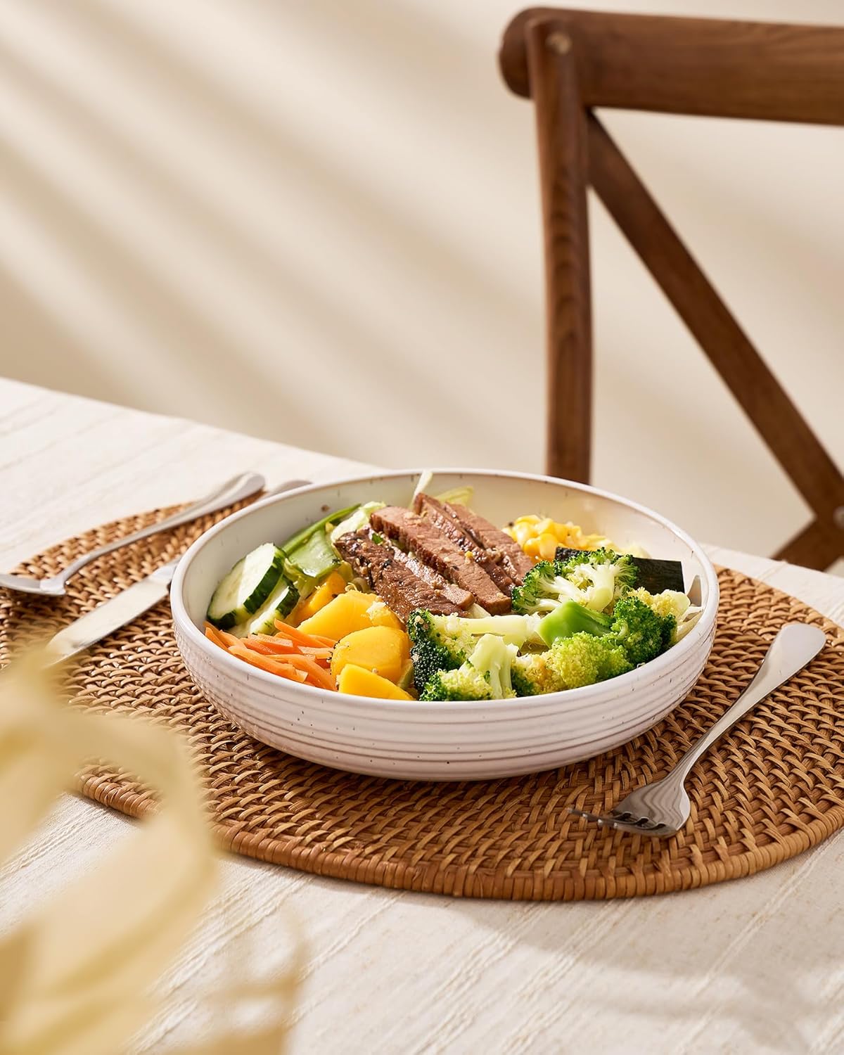 famiware Milkyway 33 oz Bowl Set, Pasta Bowls Set of 4, Salad Bowls, Double Reactive Glaze, Sturdy