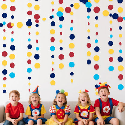 Red Blue Yellow Party Decorations Circle Dots Garland Hanging Paper Polka Dot Streamer for Carnival