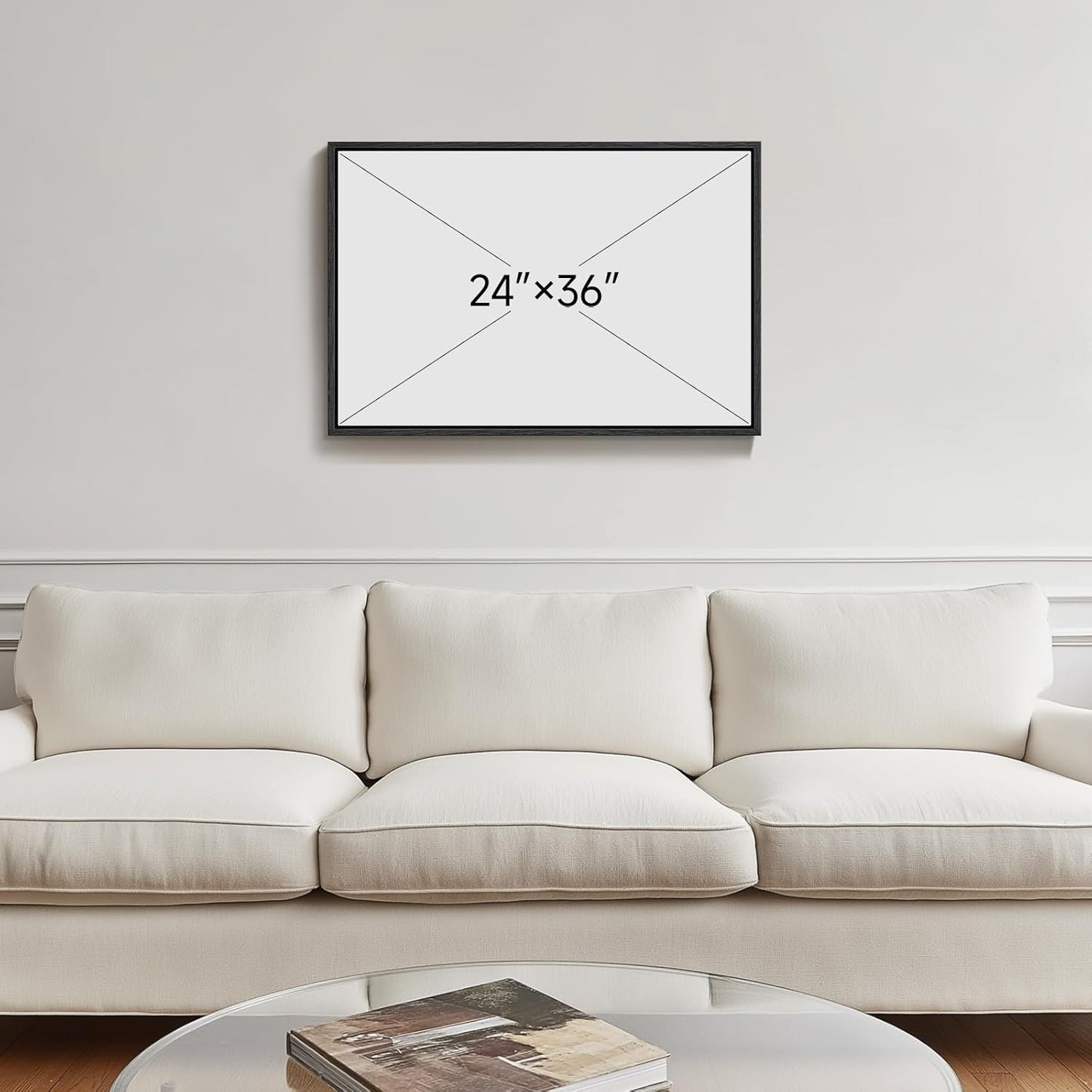 Framed Black and White Abstract Canvas Wall Art, Large Modern Art Prints Paintings Artwork for