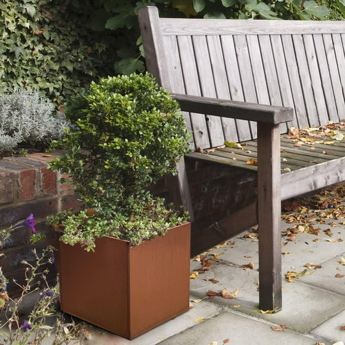 Corten Steel Planter Box Metal Planters Square Outdoor Steel Planter Cube Rustic Flower Pot 16 Inch