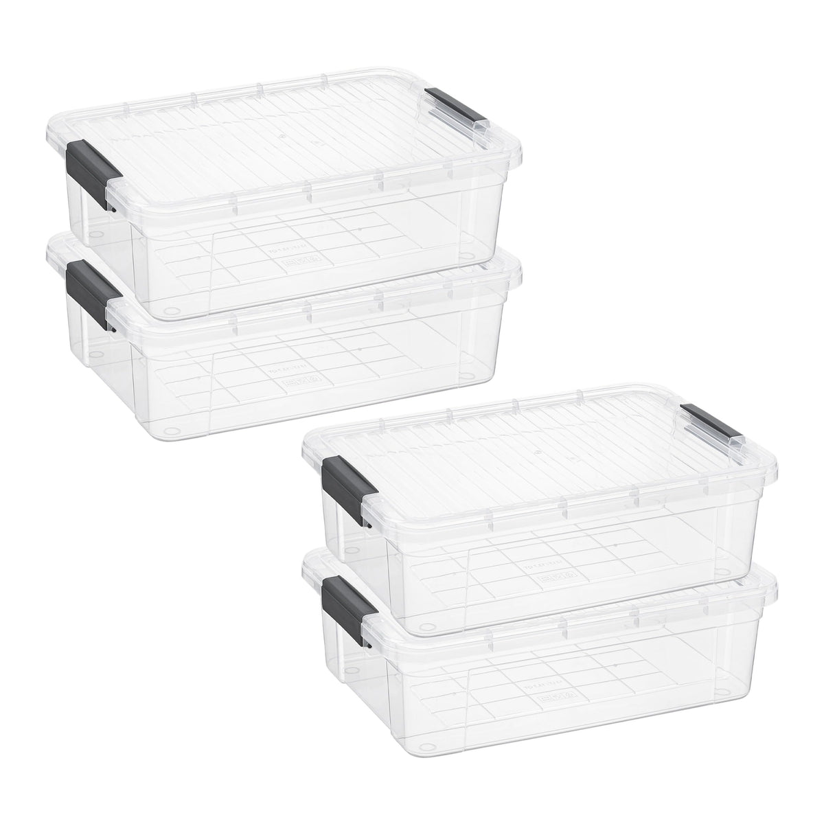 Superio Clear Storage Boxes with Lids, 13.7 Quart Plastic Container Bins for Organizing, Stackable