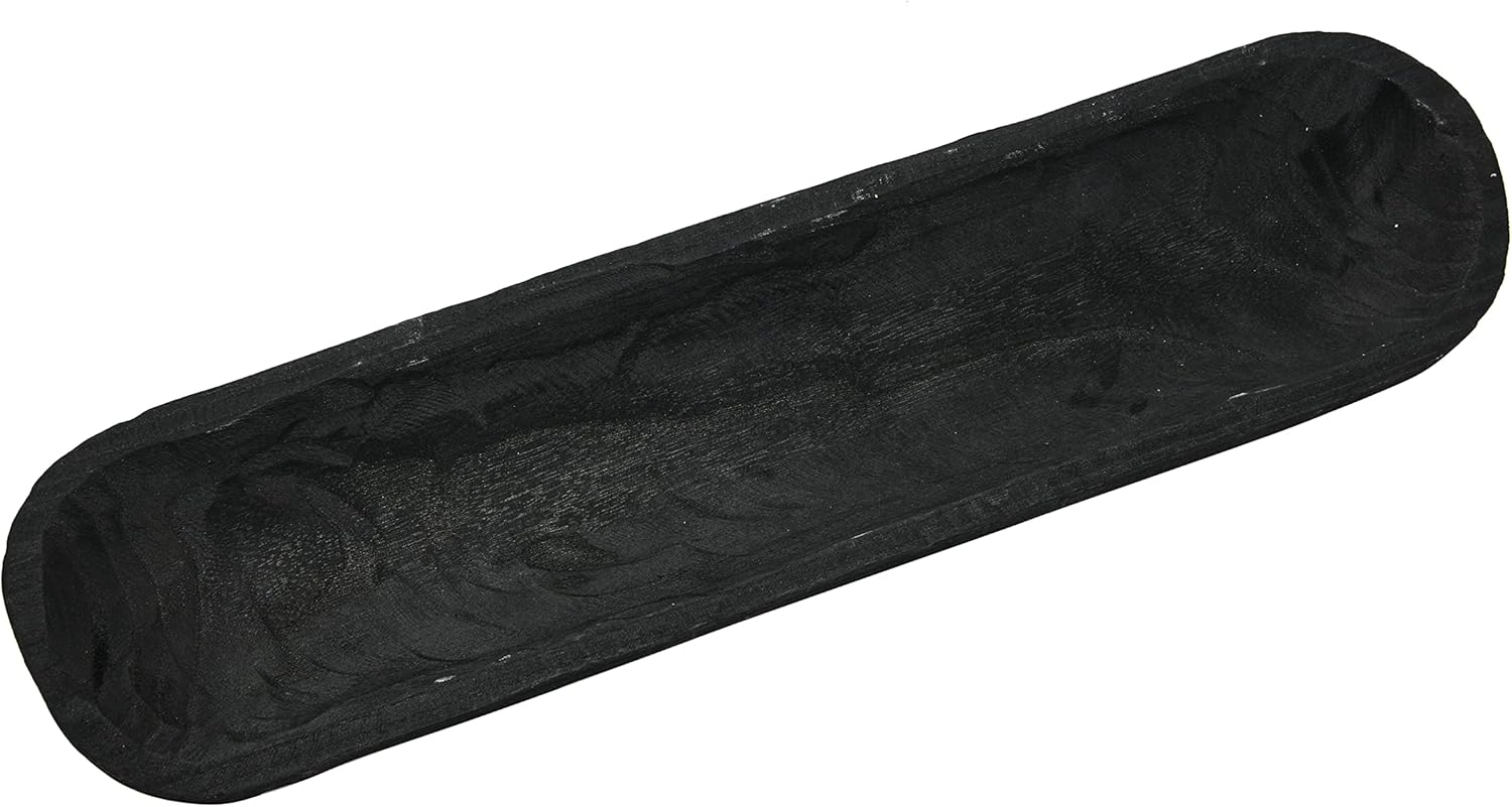 Creative Co-Op Decorative Paulownia Wood Bowl, Black