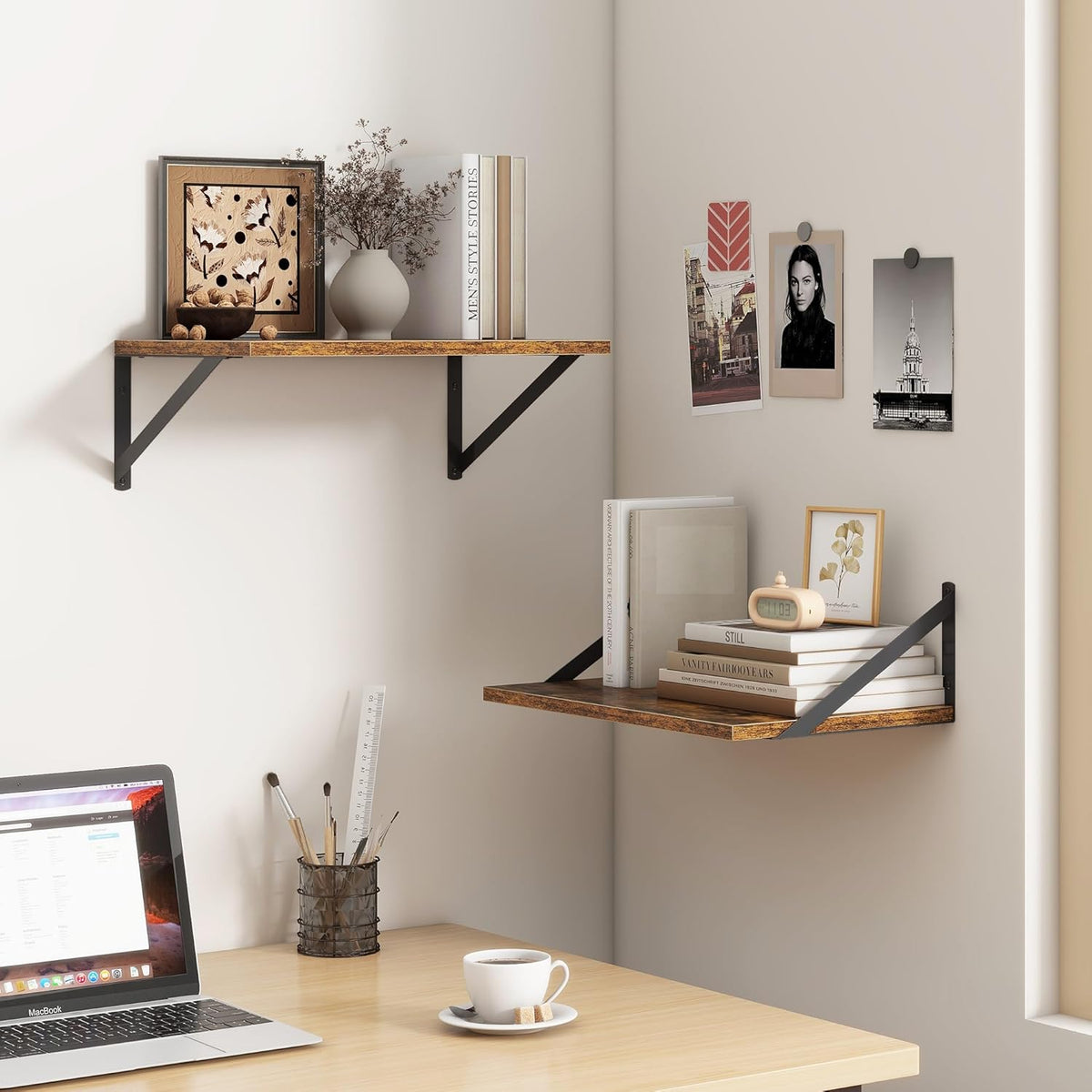 18"W x12"D Floating Shelves, Farmhouse Wall Shelves Home Decor Shelf, Deep Bathroom Shelf with