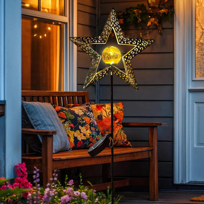 TAKE ME Star Solar Lights Garden Outdoor Decor Waterproof Metal Solar Stakes Lights for Patio Yard