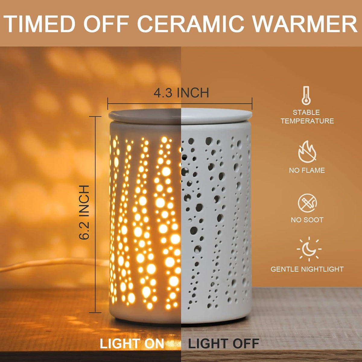 PALANCHY Wax Melt Warmer with Timer Electric Candle Wax Warmer Ceramic Oil Burner with 2/4/8 Hr