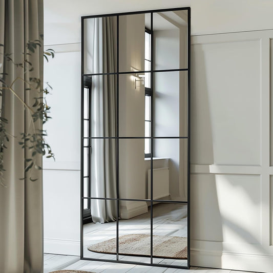 Windowpane Mirror Full Length 65"x24" Art Pane Wall Mirror Farmhouse Decorative Leaning Hanging