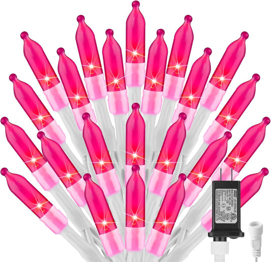 Pink Christmas Mini Lights, 39Feet 100 LED Pink String Light with 8 Lighting Modes, Connectable