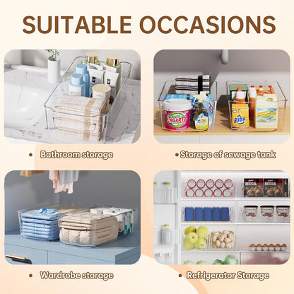 Clear Fridge Organizer, Refrigerator Organizer Bins with Handle, Freezer, Kitchen Cabinet, Pantry