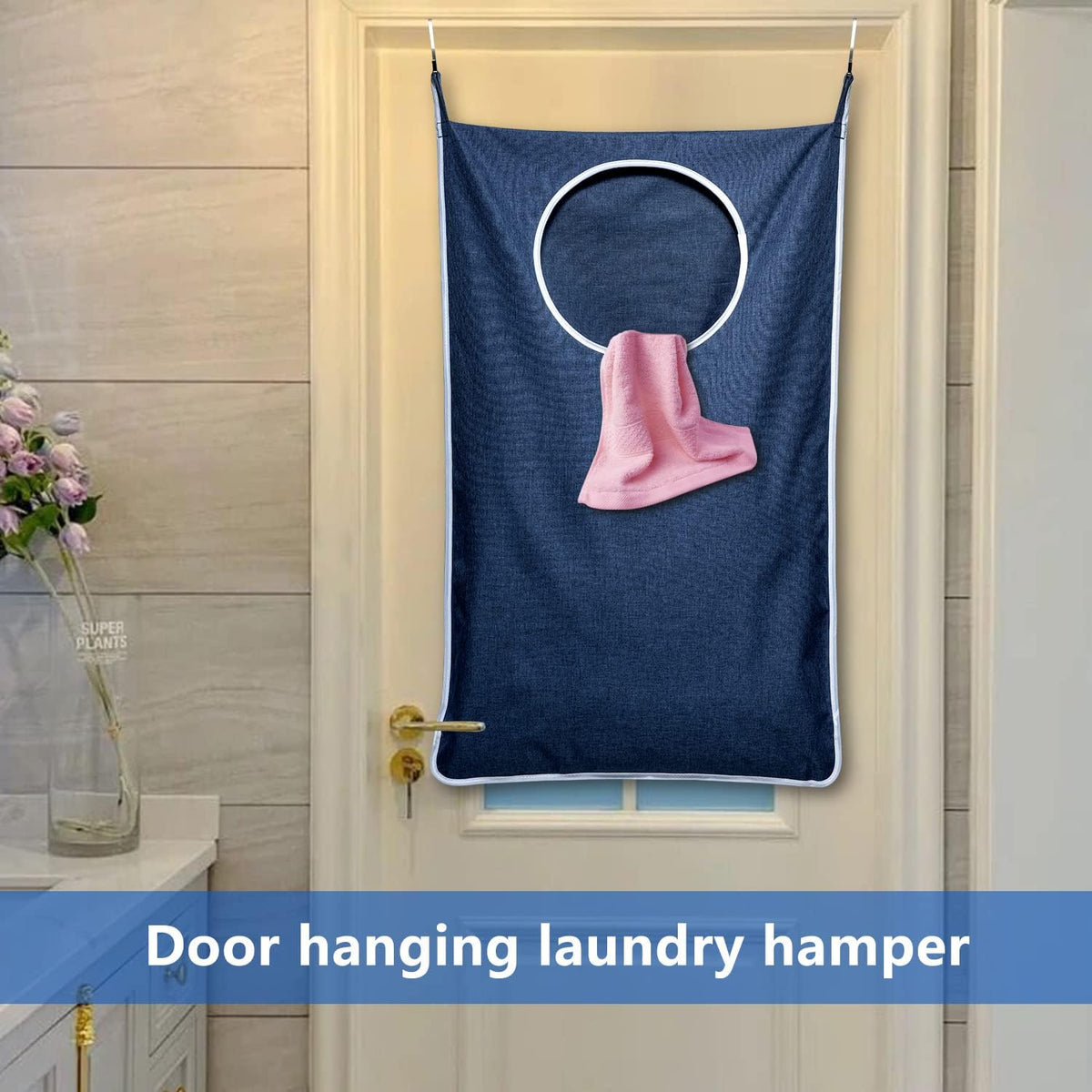 KEEPJOY XL Hanging Laundry Hamper Bag, Hanging Hamper with 2 Strong Hooks for Dirty clothes Door