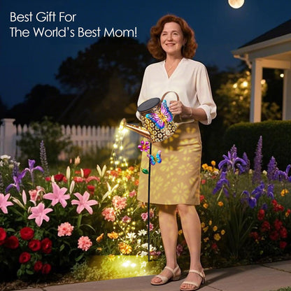 Solar Watering Can with Lights Outdoor Garden,Waterproof Garden Stake Lights Decoration for Yard