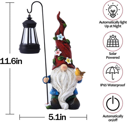 Garden Gnomes Outdoor Statue with Solar Lights,Solar Gnomes Decorations for Yard Outdoor gnome