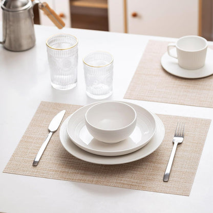 LEXMORE Placemats Set of 4 Vinyl/Plastic Woven Place Mats for Kitchen Table Indoor/Outdoor Washable