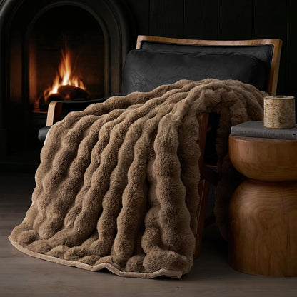 EVERGRACE Ultra Soft Luxury Fluffy Faux Rabbit Fur Throw Blanket, Thick Warm Fuzzy Blankets for