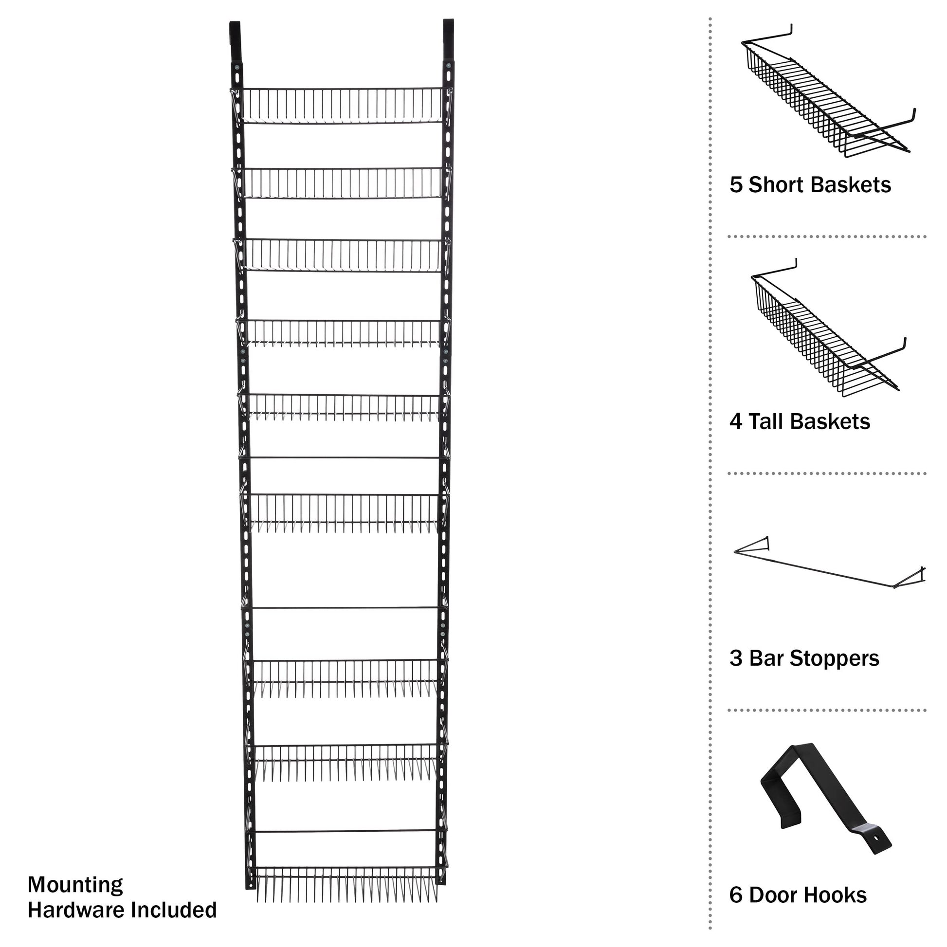 Home-Complete Over the Door Pantry Organizer - 9-Tier Organizer for Bathroom, Closet, or Kitchen