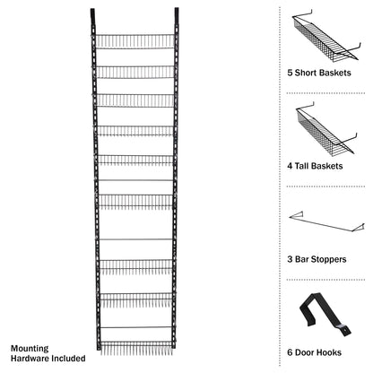Home-Complete Over the Door Pantry Organizer - 9-Tier Organizer for Bathroom, Closet, or Kitchen