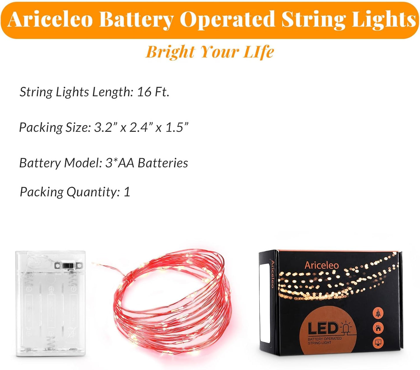Led Fairy Lights Battery Operated, 1 Pack Mini Battery Powered Copper Wire Starry Fairy Lights for