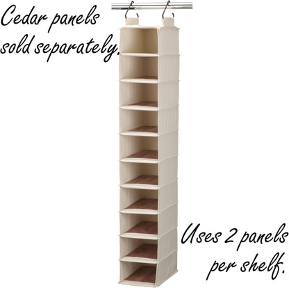 Household Essentials Hanging Shoe Organizer, 10 Wide Cubbies with Cedarline Pockets, Heavy-Duty