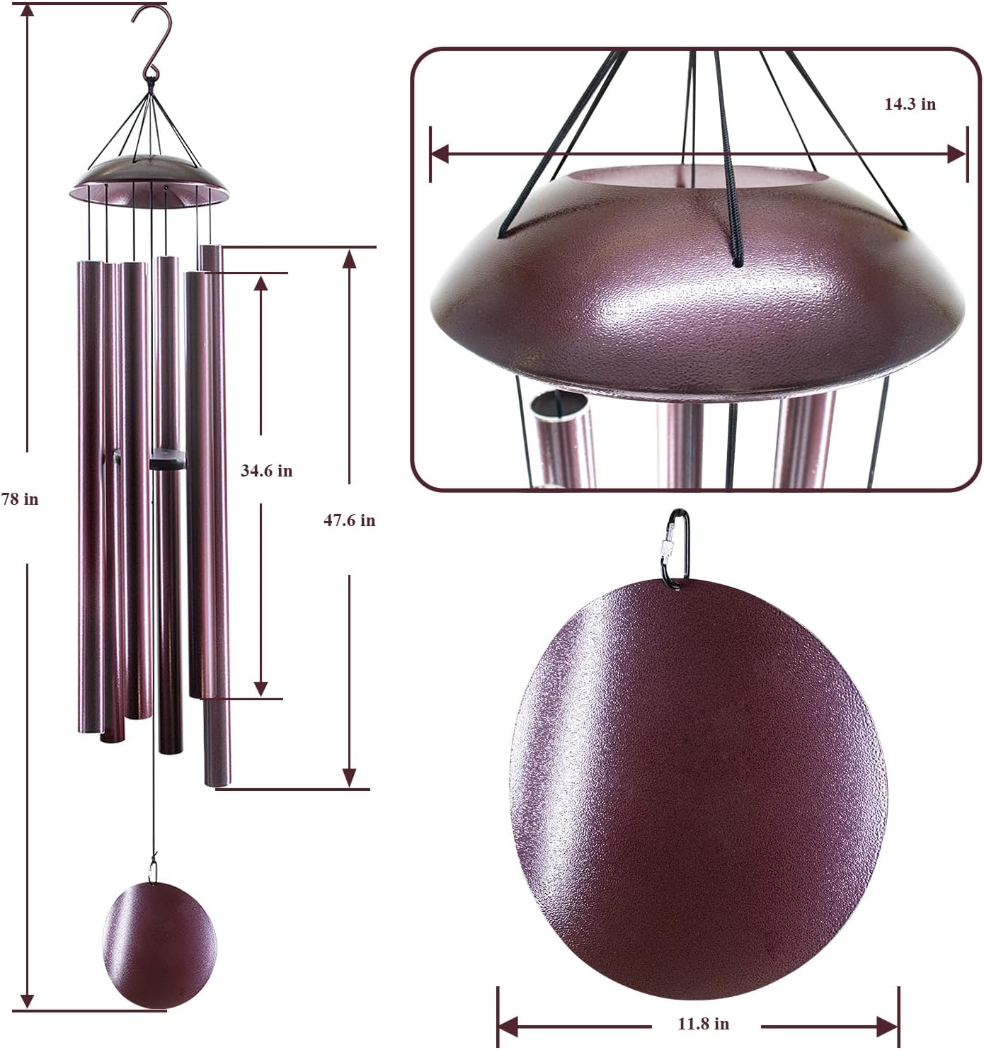 ASTARIN Extra Large Wind Chimes Outside, 2.4in Tubes Metal Handcrafted WindChimes with Deep Tone