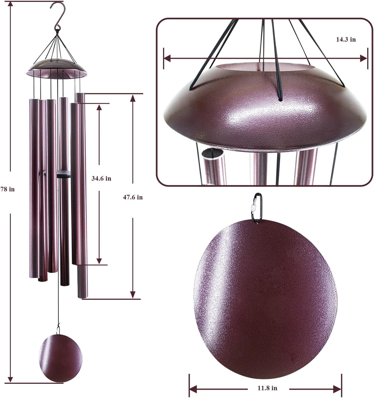 ASTARIN Extra Large Wind Chimes Outside, 2.4in Tubes Metal Handcrafted WindChimes with Deep Tone