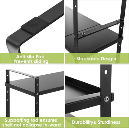 Expandable Cabinet Shelf Organizer Rack, Stackable Kitchen Countertop Organizer Storage Shelves