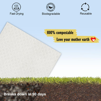 Swedish Dishcloths for Kitchen | 6 Pack Absorbent Cellulose Sponge Cloths Washable | Non-Scratch