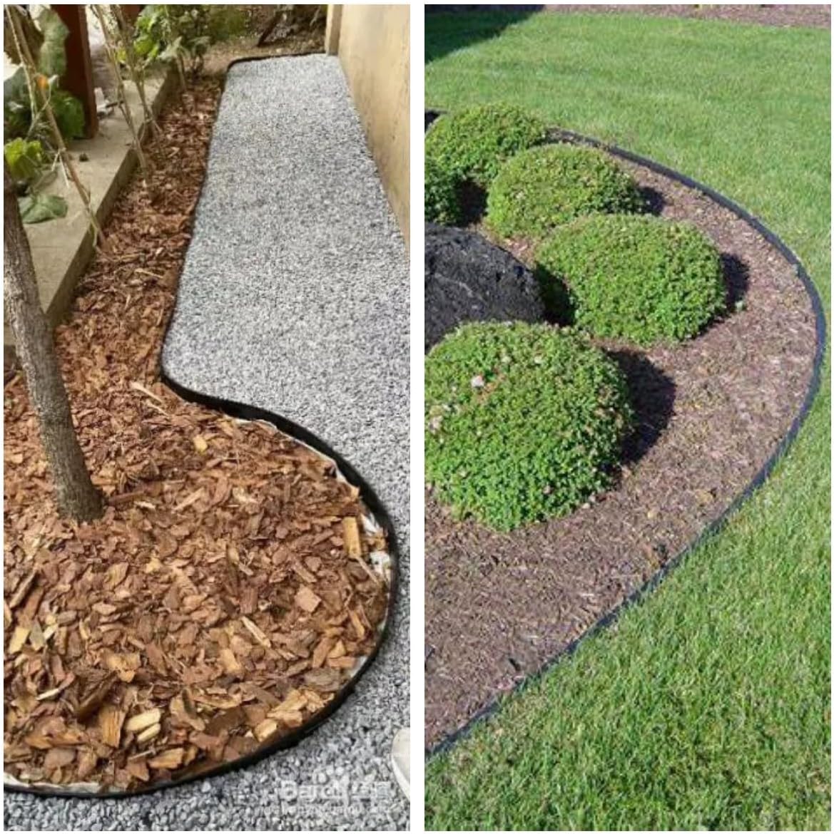No Dig Durable Garden Landscape Edging Kit, 2 Inch Tall Black Plastic Lawn Border with 72pcs