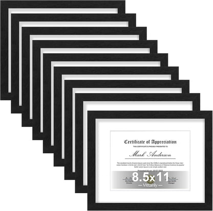Vittanly 8.5x11 Picture Frames Set of 9, Shatter Resistant Plexiglass, Display 6x8 Pictures with