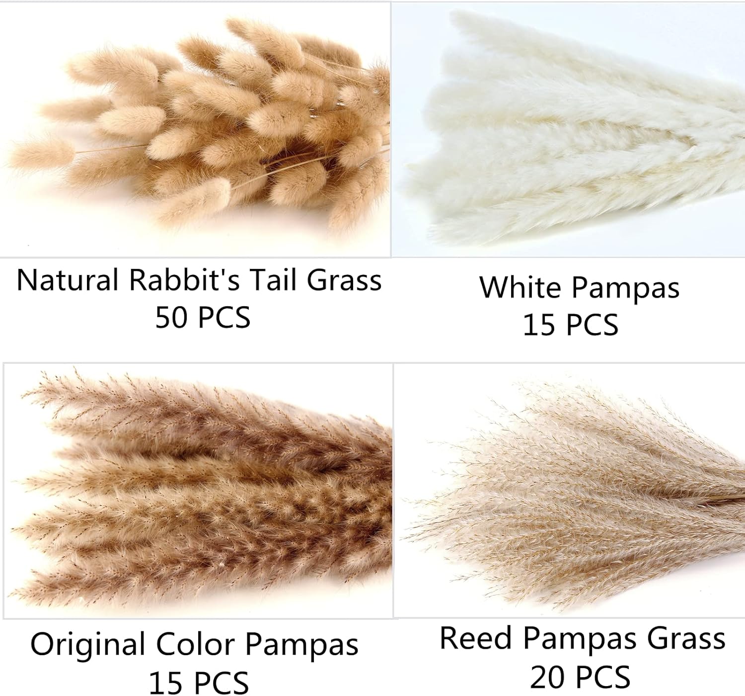 Dried Pampas Grass Decor, 100 Stems Pampas Grass Contains Bunny Tails Dried Flowers, Reed Grass