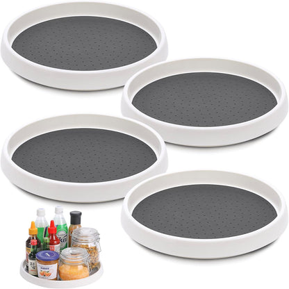 Lazy Susan Turntable, Set of 4, 10 Inch Non-Skid Lazy Susan Organizer for Cabinet, Pantry