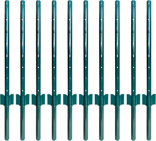 ARIFARO Sturdy Duty Metal Fence Posts 3 Feet,Pack of 10, 3-4-5-6-7 Feet No Digging Garden U Post