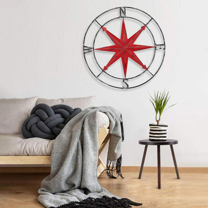 aboxoo Round Metal Compass Decorative Compass Metal Wall Art Hanging Wall Sculpture 11 Inch