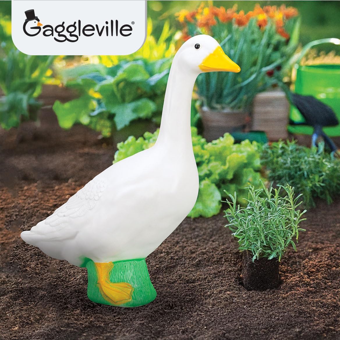 Fox Valley Traders Gaggleville Porch Goose Large White Goose Statue – Charming 23" Outdoor