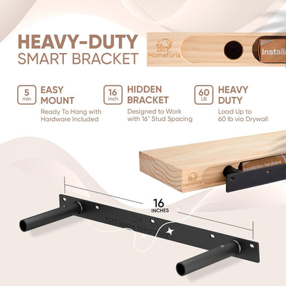 Homeforia 24 inch Wood Floating Shelves, High End Solid Natural Wood 24inch Floating Shelf for