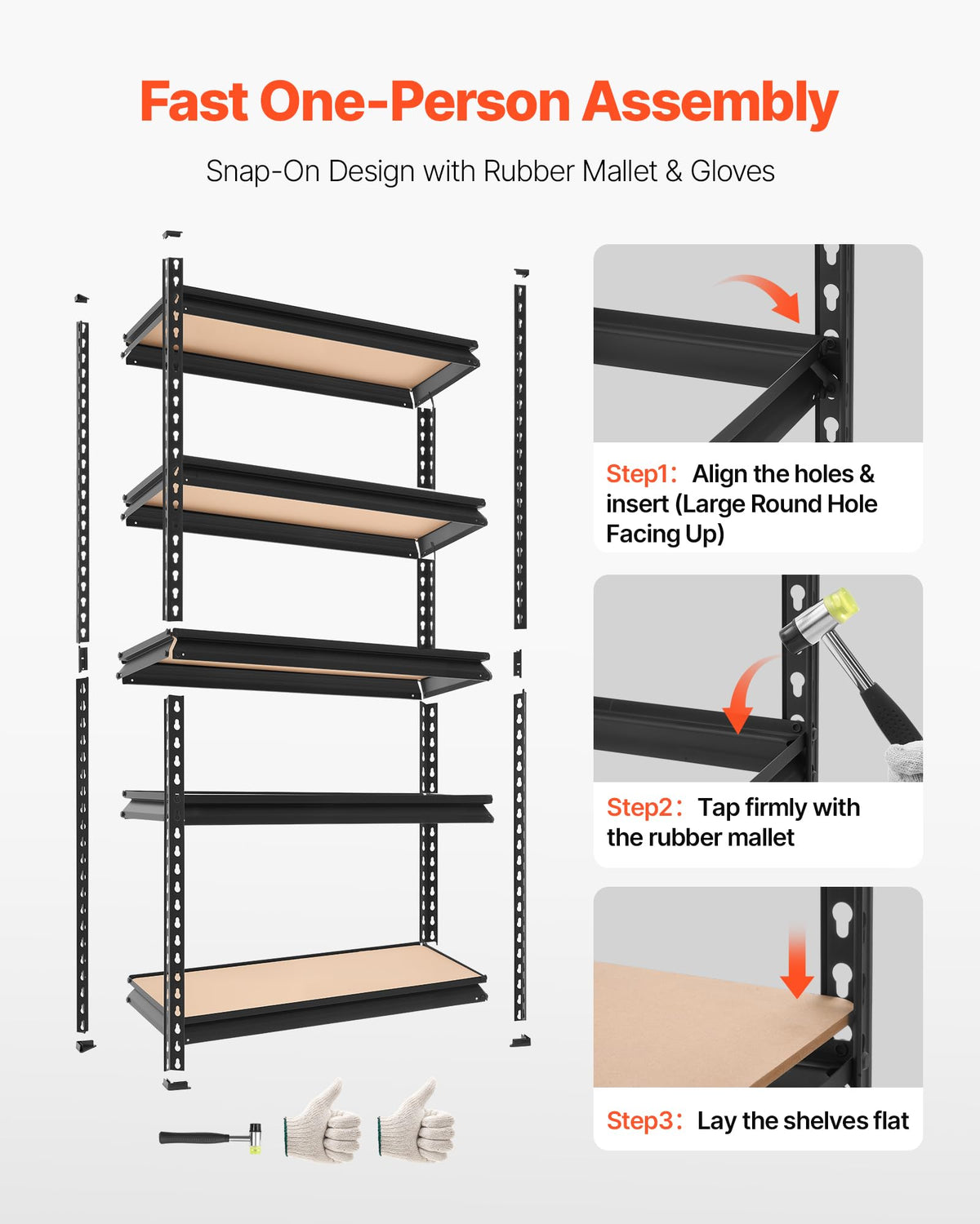 VEVOR Storage Shelves, 5-Tier Adjustable, 2000 lbs Capacity, Heavy Duty Garage Storage Shelving