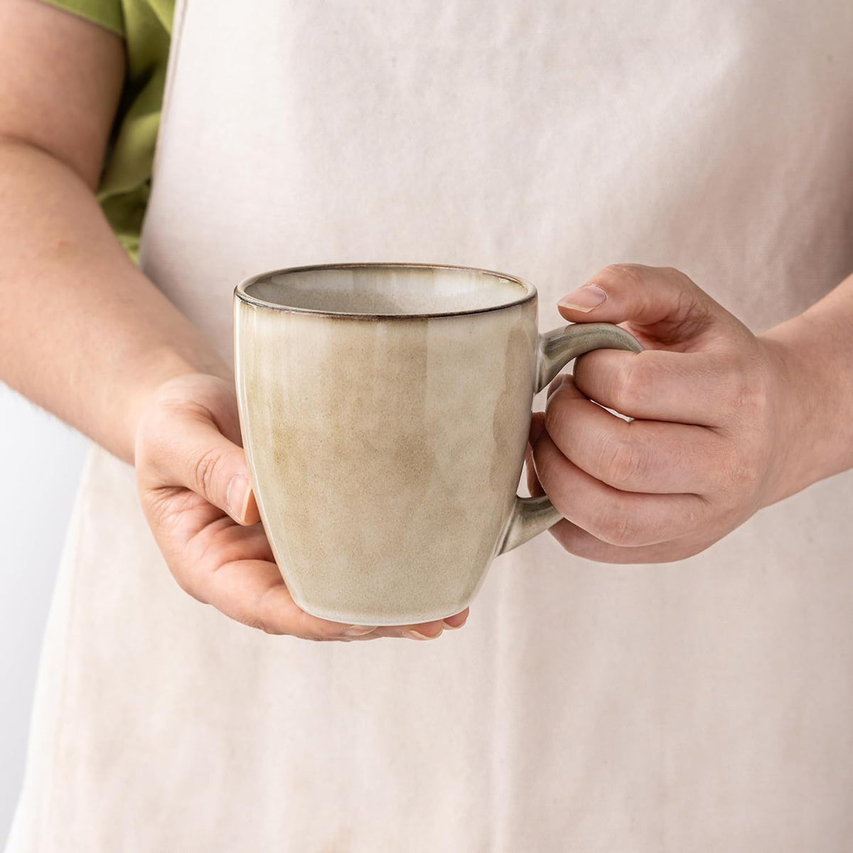 GBHOME Ceramic Coffee Mugs Set of 4, 12oz Stoneware Coffee Mugs Set For Dad Mom Women MEN, Light