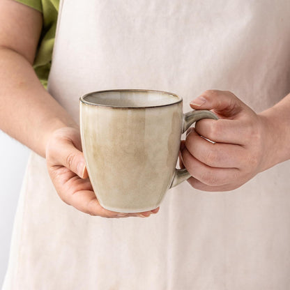 GBHOME Ceramic Coffee Mugs Set of 6, 12oz Stoneware Coffee Mugs Set For Dad Mom Women MEN, Light