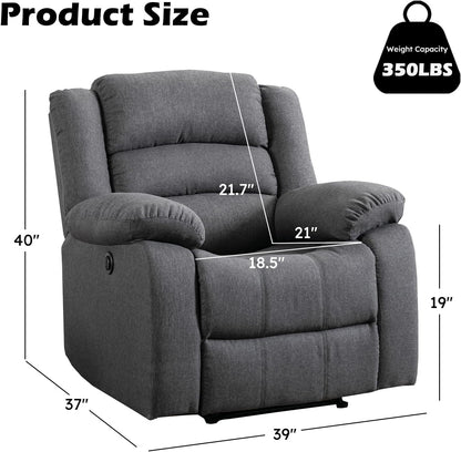 EBELLO Classic Power Recliner Chair, Oversized Electric Reclining Chair with Overstuffed Cushion