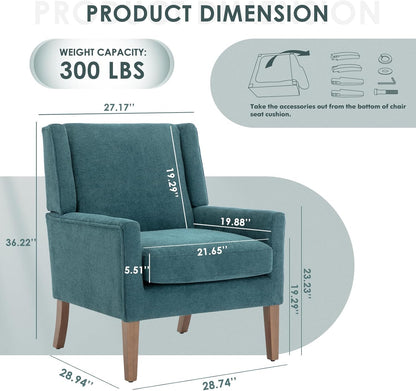 COLAMY Modern Wingback Living Room Chair, Upholstered Fabric Accent Armchair, Single Sofa Chair