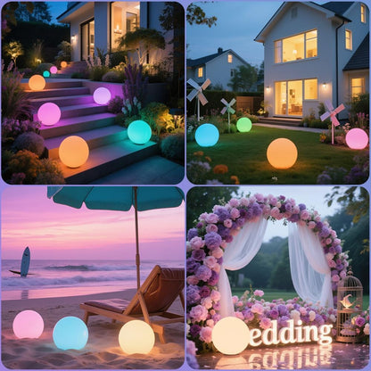 10-in Solar Globe Light, Solar Garden Ball Light Outdoor w/Remote, 16 RGB Color 4 Modes Glowing